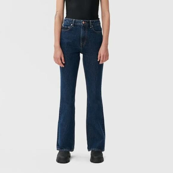 GANNI Betzy Slim Flare Jeans 26W x 32L Dark Blue Organic Cotton Scandi Girl - Picture 3 of 13